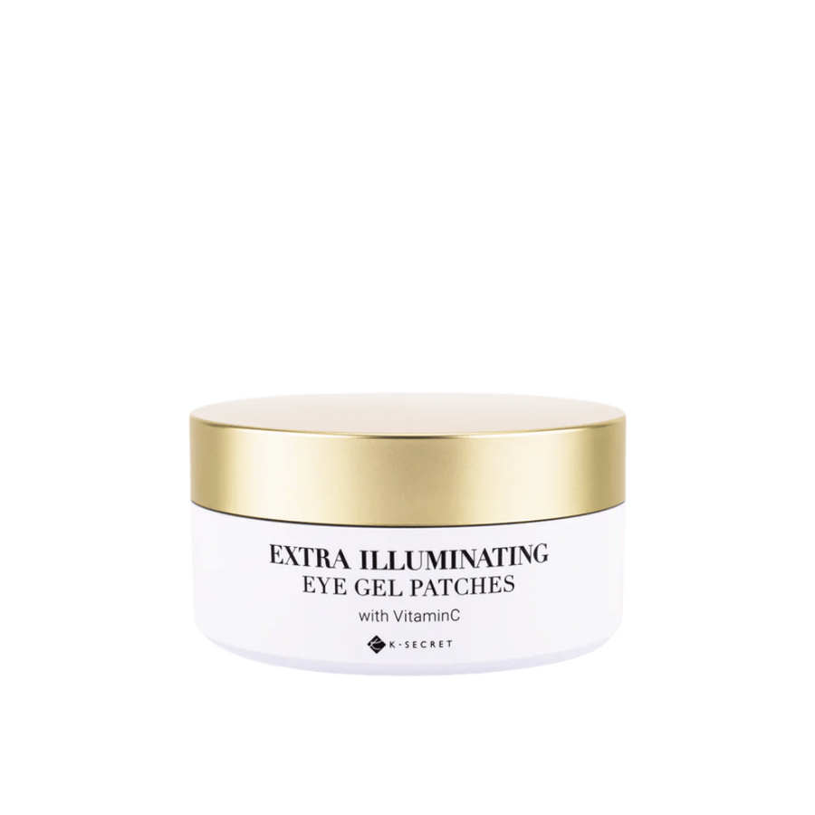 Burk med K-Secret Extra Illuminating Eye Gel Patches med vitamin C och guldlock.
