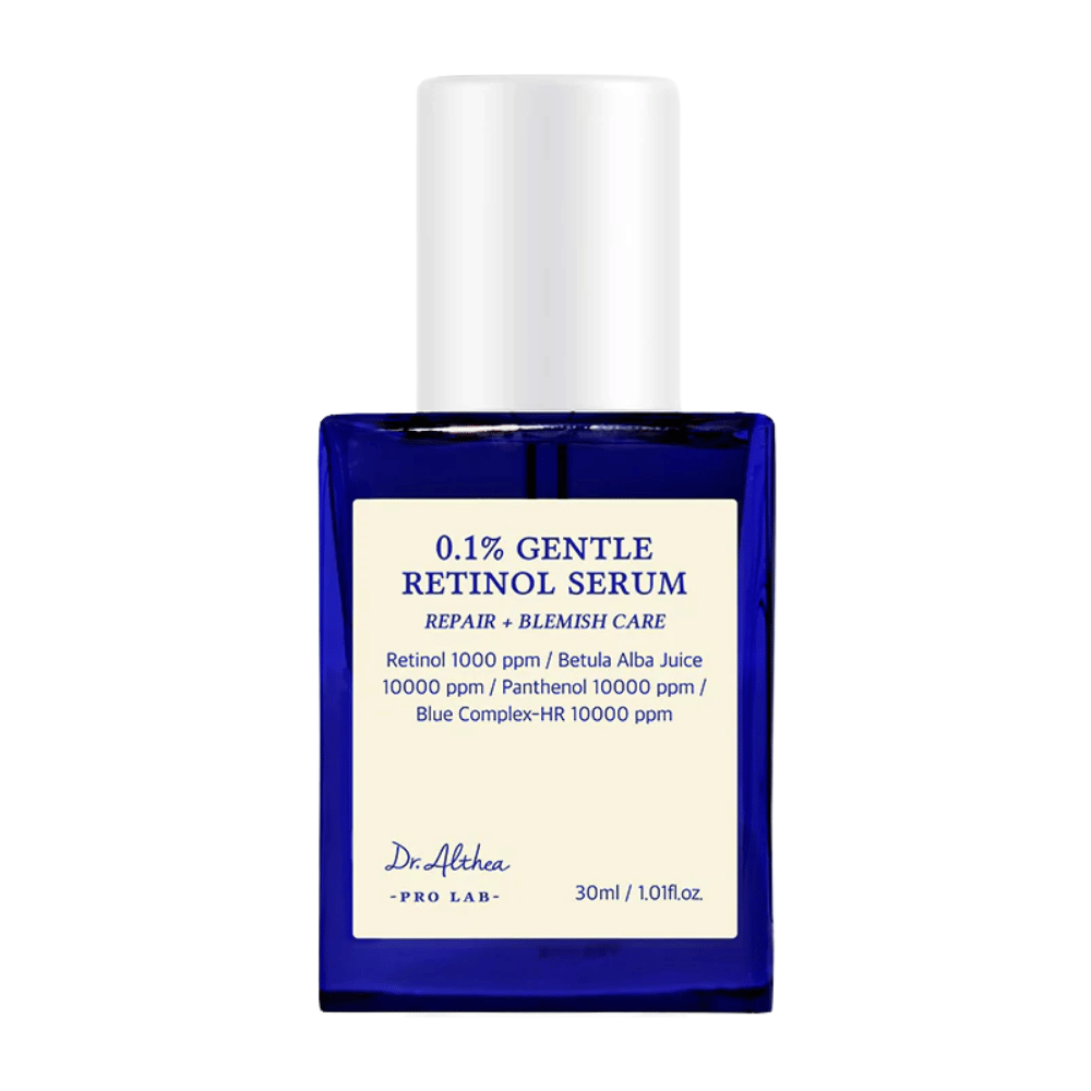 Εικόνα προϊόντος του Dr. Althea 0.1% Gentle Retinol Serum – ένας απαλός ορός ρετινόλης που προάγει την ανάκαμψη του δέρματος, εξομαλύνει τον τόνο του δέρματος και μειώνει τις ατέλειες.