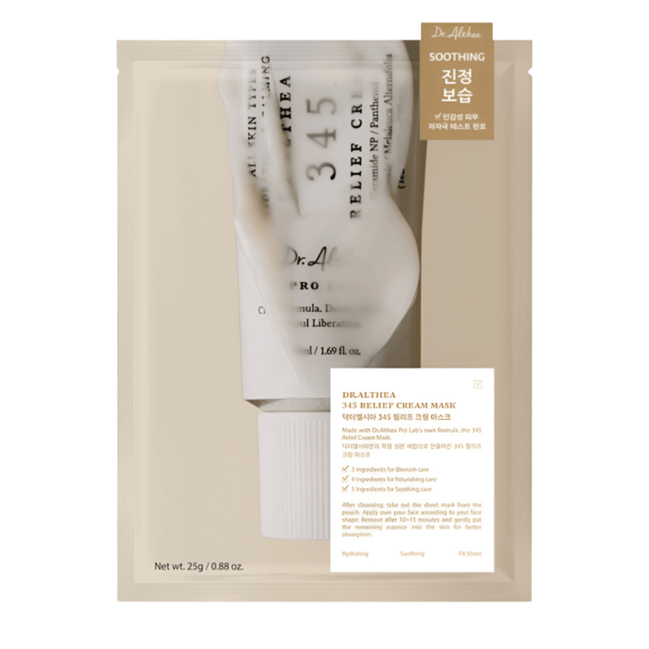 Dr. Althea 345 Relief Cream Mask sheet mask με καταπραϋντικά συστατικά όπως νιασιναμίδη, κεραμίδιο και centella asiatica