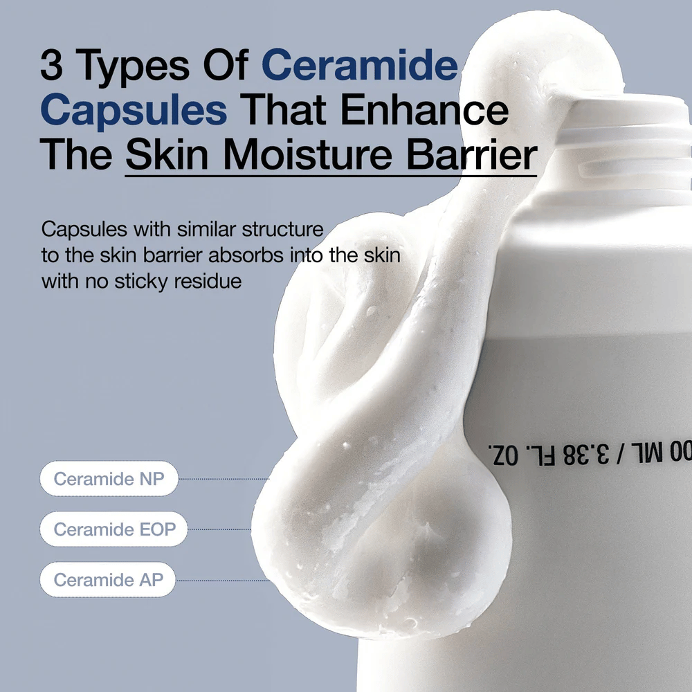 Anua 3 Ceramide Panthenol Cream με τρεις τύπους καψουλών κεραμιδίων που προστατεύουν το φράγμα υγρασίας του δέρματος χωρίς κολλώδη υφή.