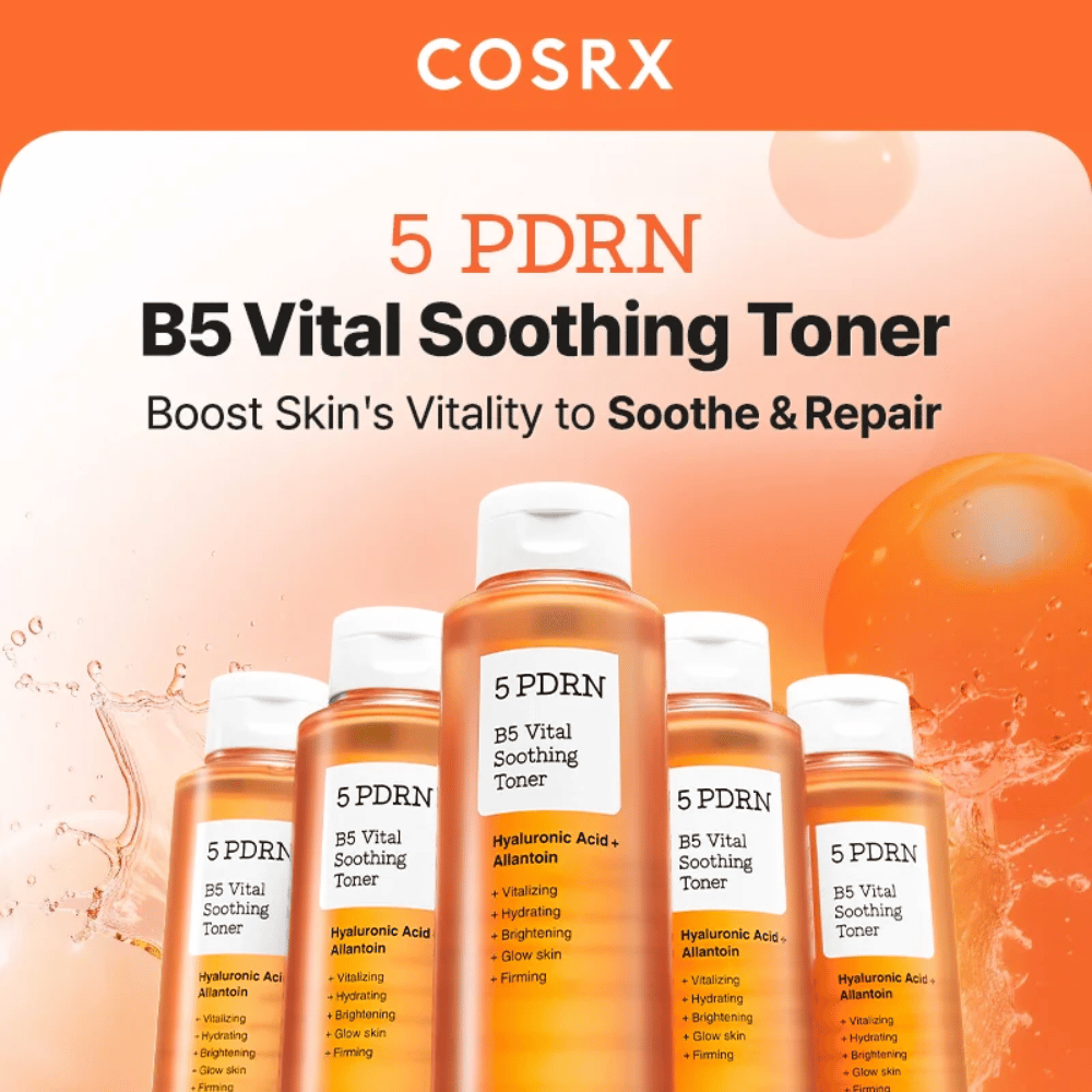 COSRX 5 PDRN B5 Vital Soothing Toner 280 ml ενισχύει τη ζωτικότητα του δέρματος και επανορθώνει το ξηρό και στρεσαρισμένο δέρμα