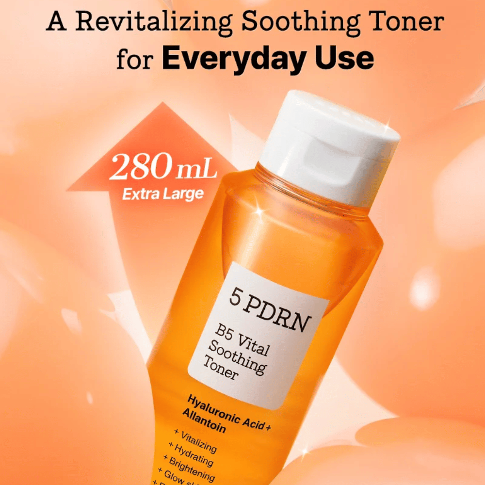 COSRX 5 PDRN B5 Vital Soothing Toner 280 ml extra large καταπραϋντική τονωτική λοσιόν προσώπου με υαλουρονικό οξύ και αλλαντοΐνη για καθημερινή χρήση