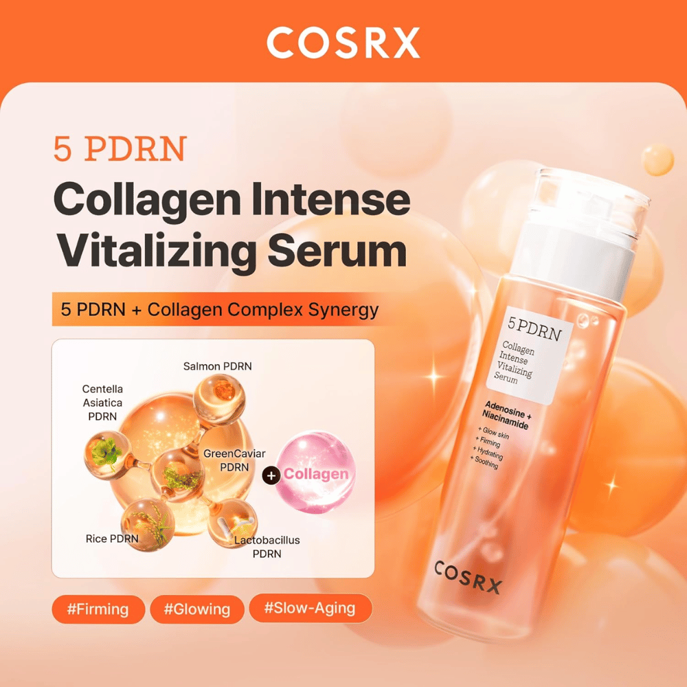 COSRX 5 PDRN ορός με σύμπλεγμα κολλαγόνου που ενισχύει τον επιδερμικό φραγμό, χαρίζει λάμψη και καταπολεμά τα σημάδια γήρανσης