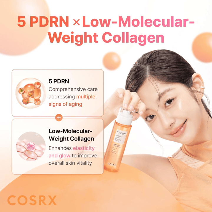 COSRX 5 PDRN Collagen Intense Vitalizing Serum με κολλαγόνο χαμηλού μοριακού βάρους που προσφέρει πιο σφριγηλή επιδερμίδα, λάμψη και αντιγηραντική δράση
