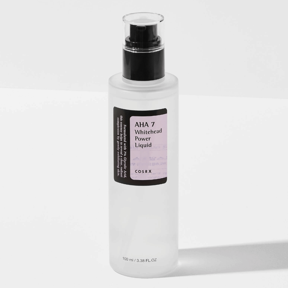 COSRX AHA 7 Whitehead Power Liquid 100 ml, χημική απολέπιση με γλυκολικό οξύ που απολεπίζει, μειώνει τα μαύρα στίγματα και προσφέρει καθαρότερο δέρμα.