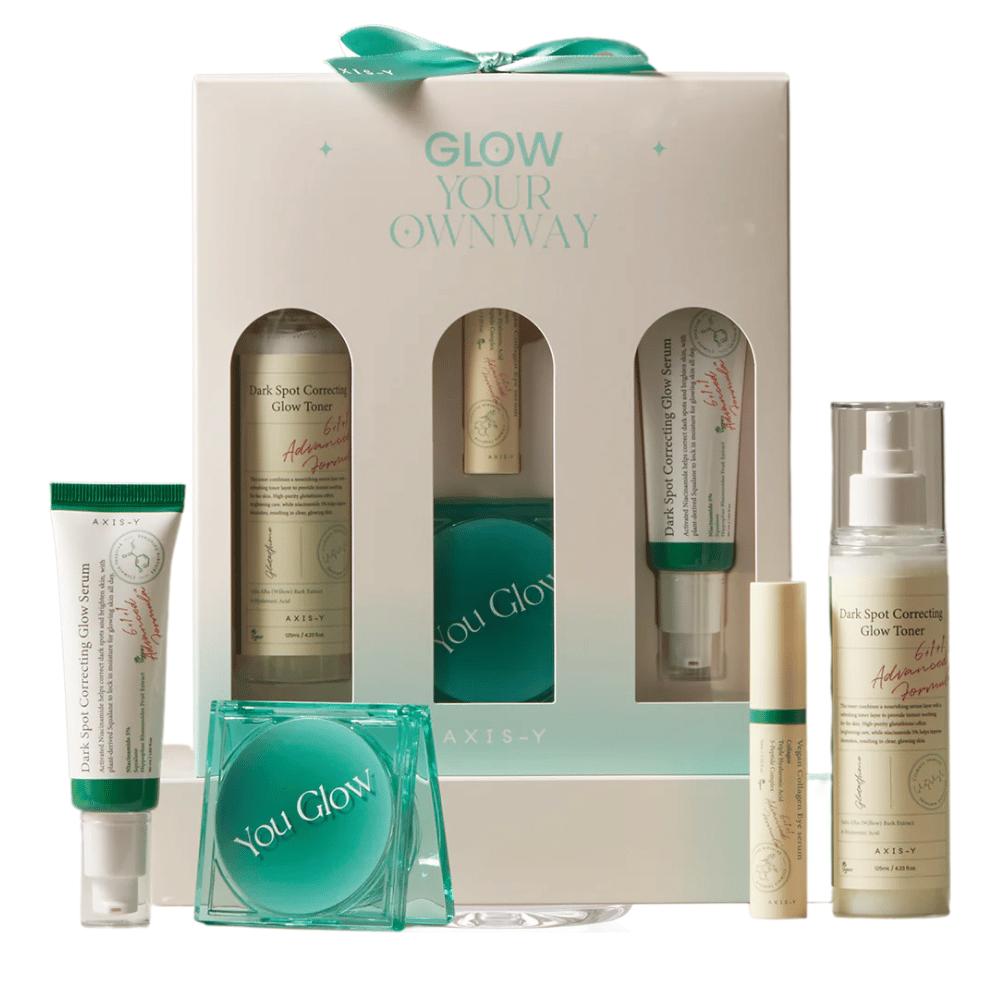AXIS-Y Glow Your Own Way Beauty Box – ένα πλήρες σετ με vegan περιποίηση δέρματος που μειώνει τις κηλίδες, ενυδατώνει και προσφέρει λάμψη. Ιδανικό για ομοιόμορφο τόνο δέρματος!