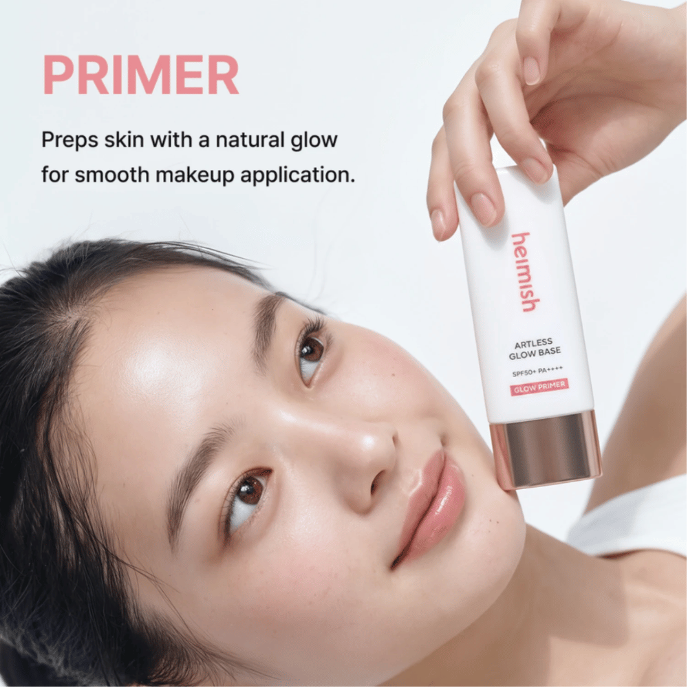 Heimish Artless Glow Base SPF50+ PA++++ χρησιμοποιείται ως primer πριν από το μακιγιάζ για ομοιόμορφη βάση με φυσική λάμψη.