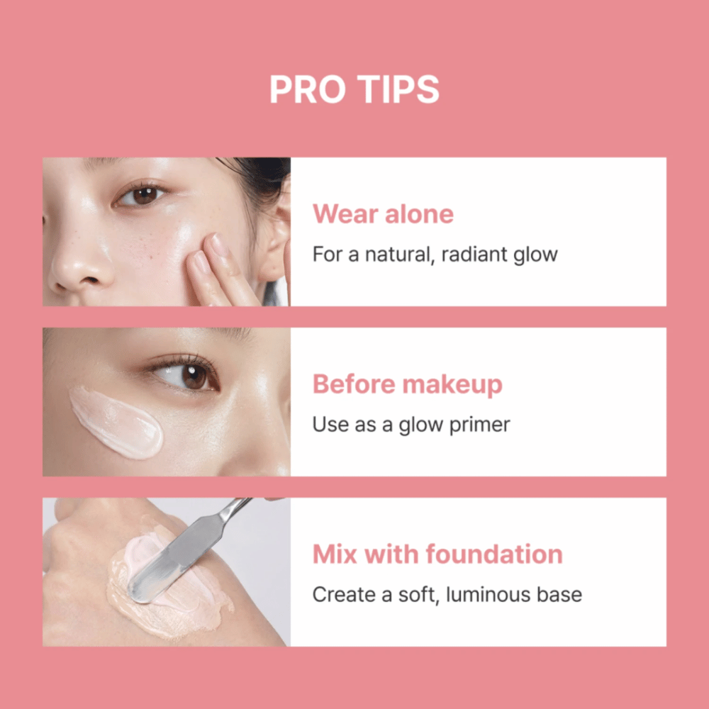 Heimish Artless Glow Base – τρεις τρόποι να χρησιμοποιήσετε το glow primer: μόνο του, πριν από το μακιγιάζ ή αναμεμειγμένο με foundation για επιπλέον λάμψη.