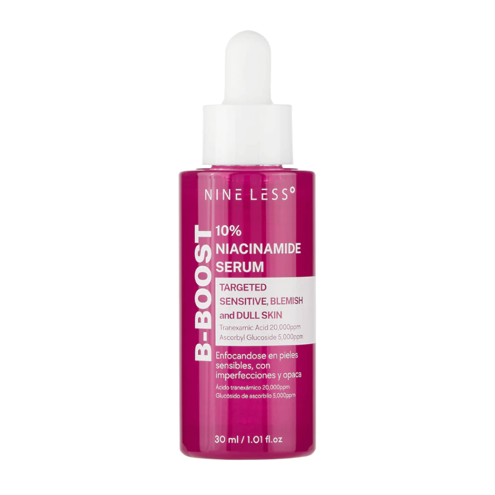B-Boost 10% Niacinamide Serum σε ένα μπουκάλι με πιπέτα.