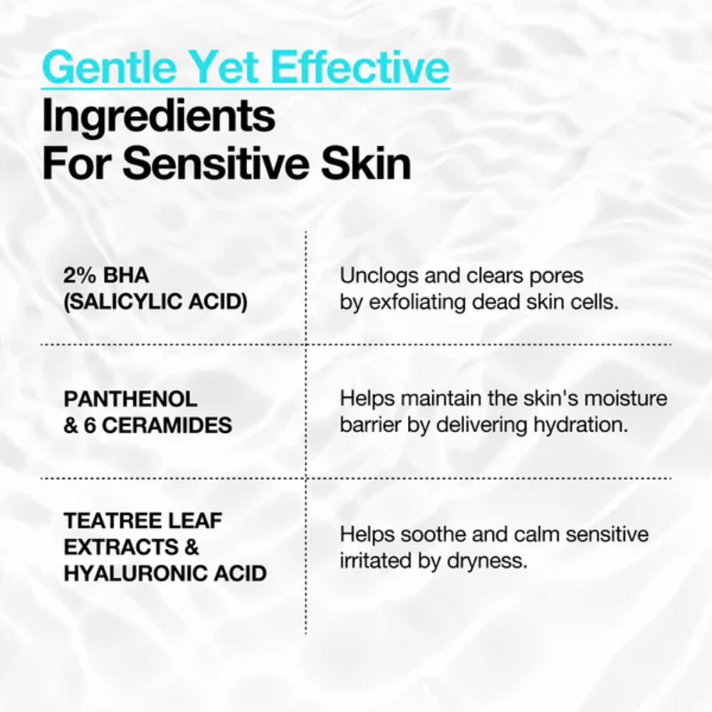 Anua BHA 2% Gentle Exfoliating Toner – συστατικά για ευαίσθητο δέρμα με 2% BHA, πανθενόλη, κεραμίδια και υαλουρονικό οξύ