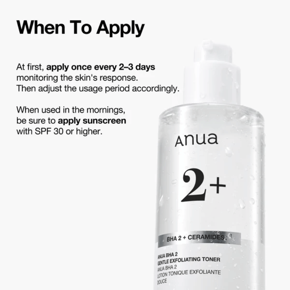 Anua BHA 2% Gentle Exfoliating Toner με κεραμίδια – οδηγίες χρήσης, απολεπιστική τονωτική λοσιόν για ευαίσθητο δέρμα με BHA (σαλικυλικό οξύ)