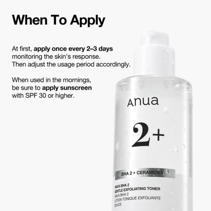Anua BHA 2% Gentle Exfoliating Toner με κεραμίδια – οδηγίες χρήσης, απολεπιστική τονωτική λοσιόν για ευαίσθητο δέρμα με BHA (σαλικυλικό οξύ)