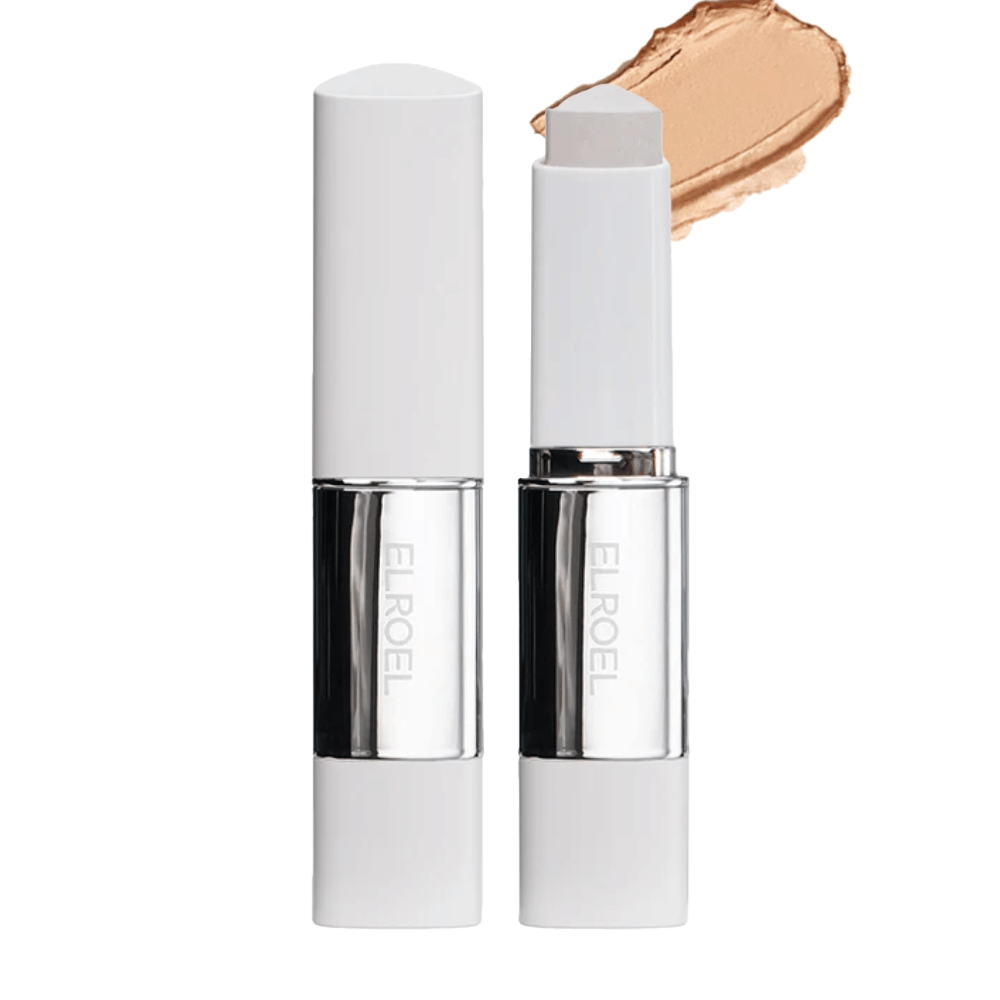 ELROEL Blanc Cover Cream Stick concealer σε βαθιά απόχρωση με υψηλή κάλυψη και απαλή, κοντά στο δέρμα υφή.