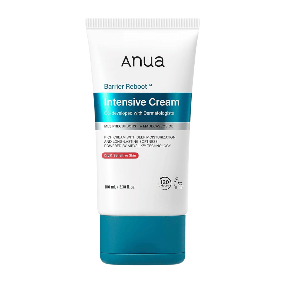 5. Anua Barrier Reboot Intensive Cream 100ml – λευκή συσκευασία με τιρκουάζ καπάκι σε λευκό φόντο