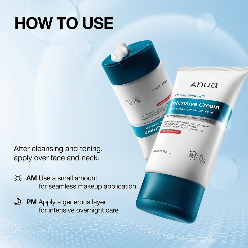 1. Anua Barrier Reboot Intensive Cream 100ml – εφαρμογή ενυδατικής κρέμας προσώπου πρωί και βράδυ