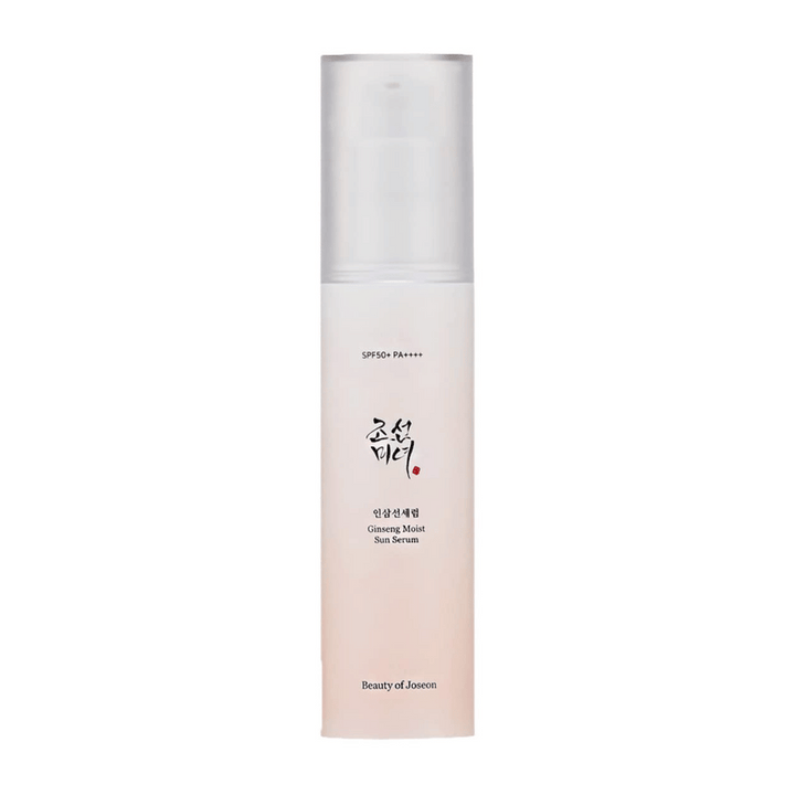 Koreanska hudvårdsfördelar möter SPF 50+ PA++++ i Beauty of Joseon Ginseng Moist Sun Serum.