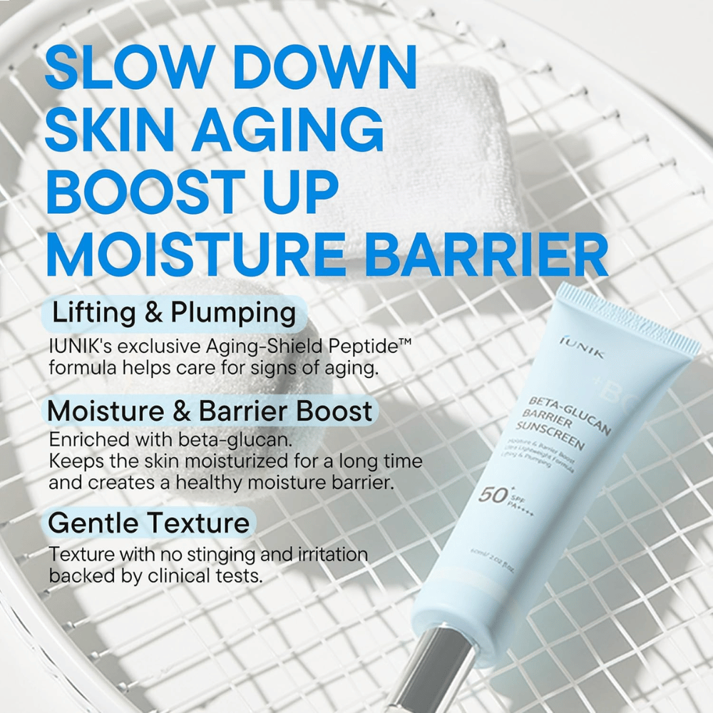 iUNIK Beta-Glucan Barrier Sunscreen SPF50+ PA++++ ενυδατική αντηλιακή κρέμα χωρίς λευκά κατάλοιπα για όλους τους τόνους επιδερμίδας