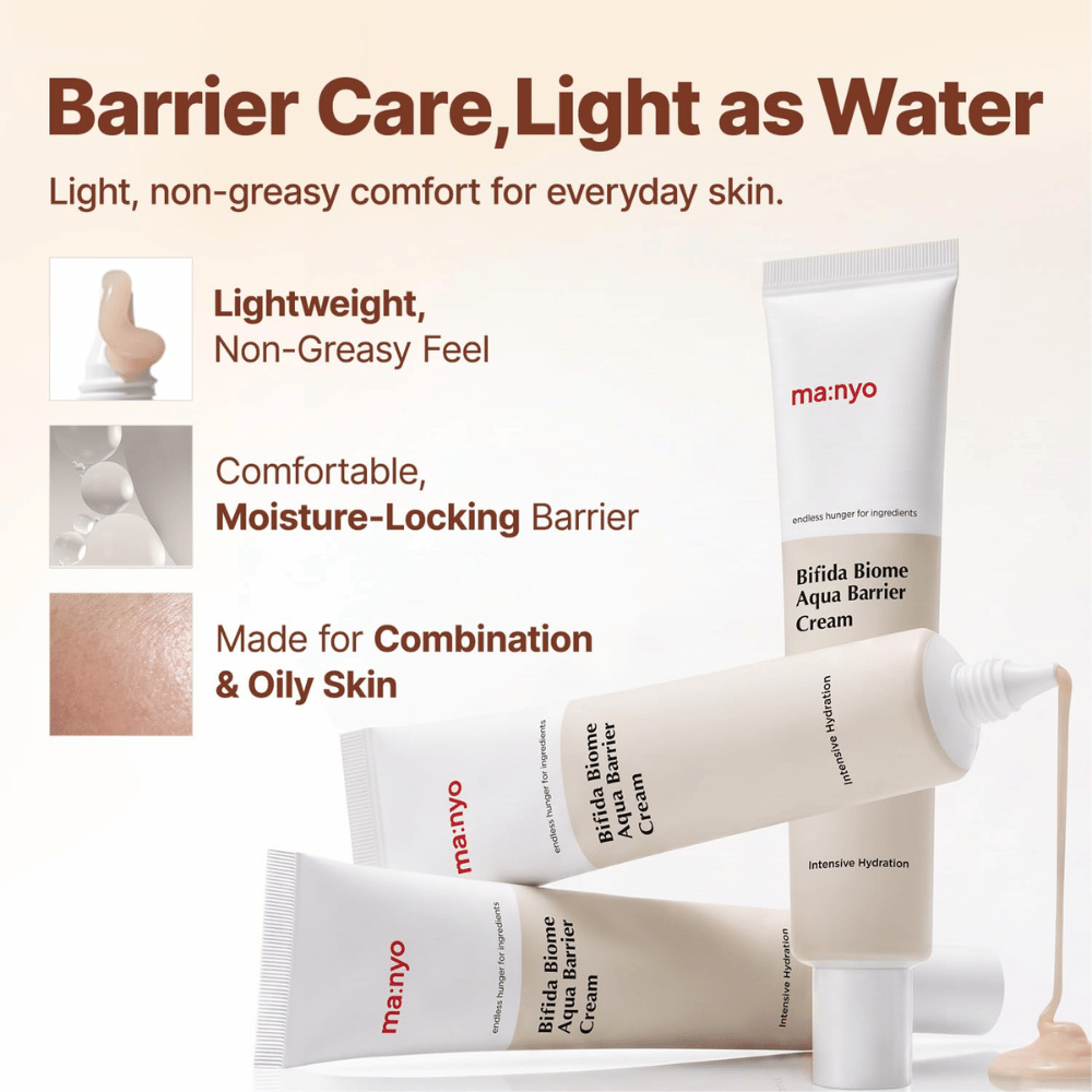 3. Ma:nyo Bifida Biome Aqua Barrier Cream – ενυδατική κρέμα φραγμού με ελαφριά υφή για λιπαρό και μικτό δέρμα