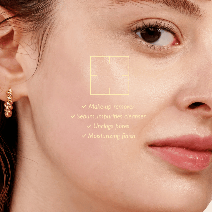 Haruharu Wonder Black Rice Moisture Cleansing Oil πριν και μετά τον καθαρισμό – διαλύει το μακιγιάζ, το σμήγμα και τις ακαθαρσίες και προσφέρει ενυδατωμένο φινίρισμα χωρίς να φράζει τους πόρους.