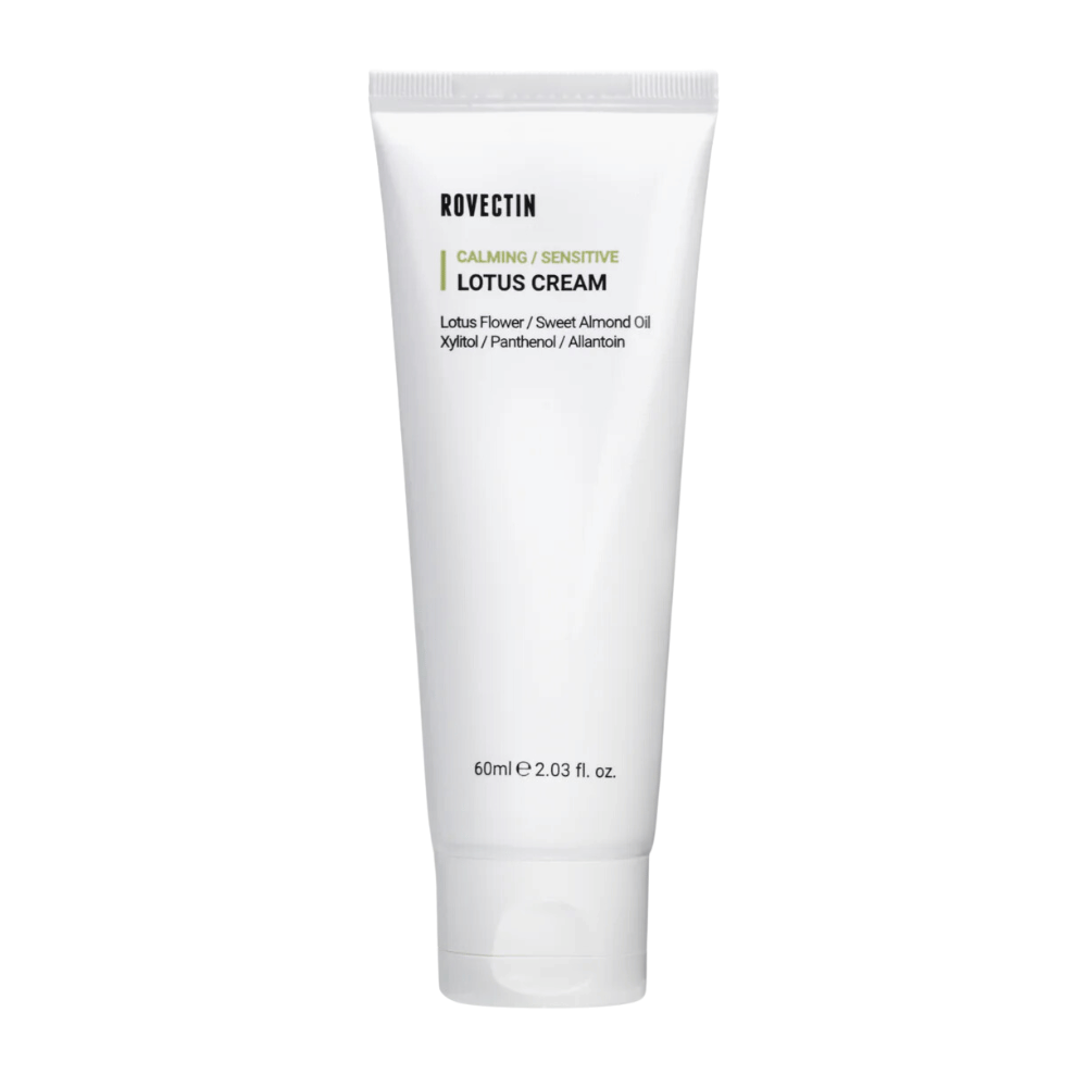 Σωληνάριο με Rovectin Calming Sensitive Lotus Cream, καταπραϋντική κρέμα για ευαίσθητο δέρμα.
