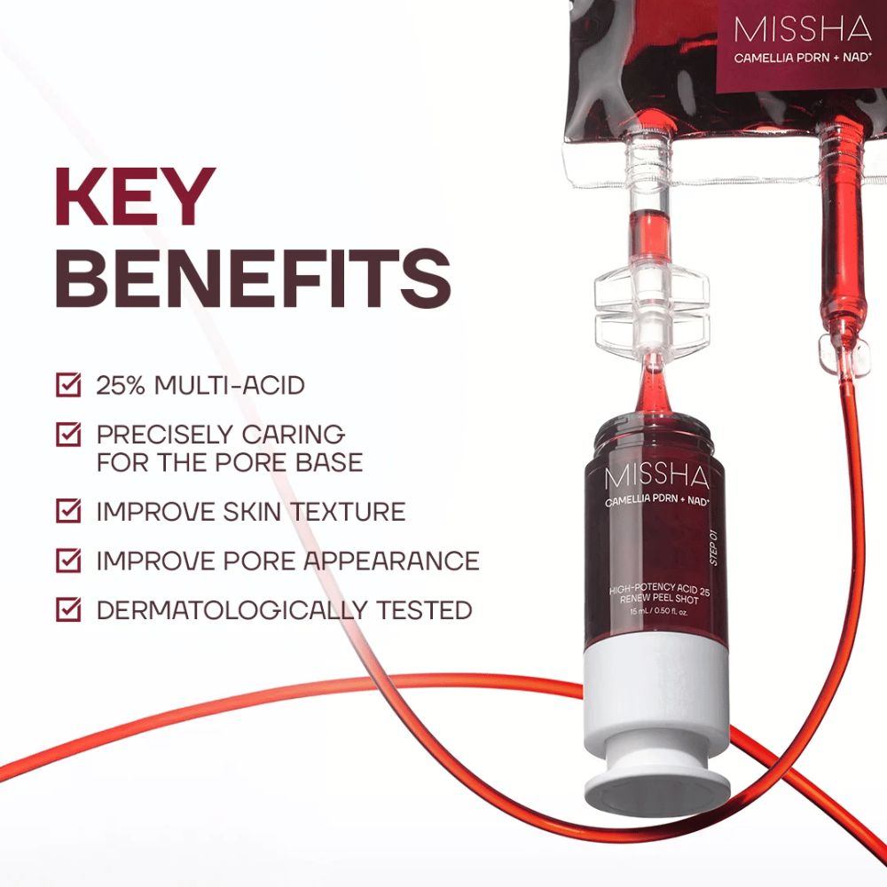 3. MISSHA Camellia PDRN NAD+ High-Potency Acid 25 Renew Peel Shot – απολεπιστική περιποίηση προσώπου για πιο ομοιόμορφη υφή δέρματος και λιγότερο ορατούς πόρους
