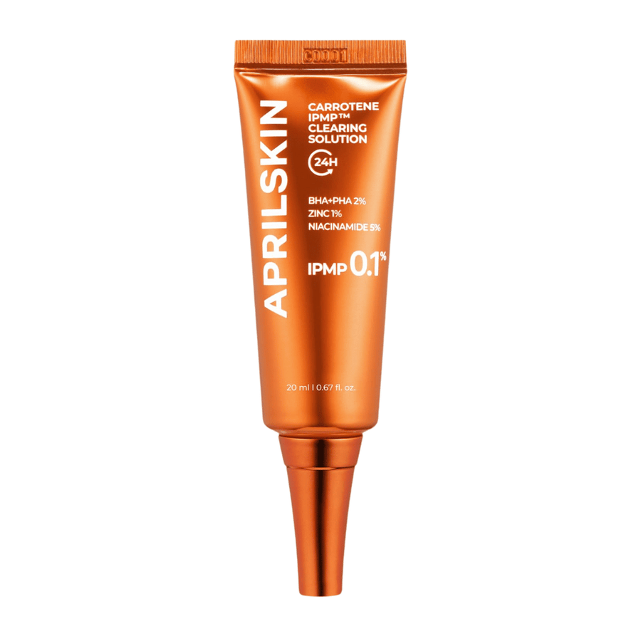 APRILSKIN Carrotene IPMP Clearing Solution 20 ml, κορεάτικη τοπική θεραπεία για ακμή, μαύρα στίγματα και φλεγμονή με BHA, PHA, ψευδάργυρο και νιασιναμίδη