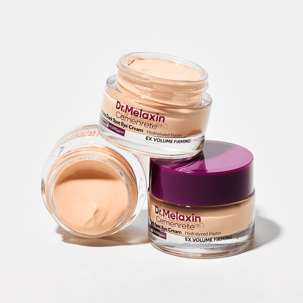 Dr.Melaxin Cemenrete Eye Cream από πολλές γωνίες, κορεάτικη κρέμα ματιών κατά των μαύρων κηλίδων και λεπτών γραμμών με όγκο και συσφικτική δράση.