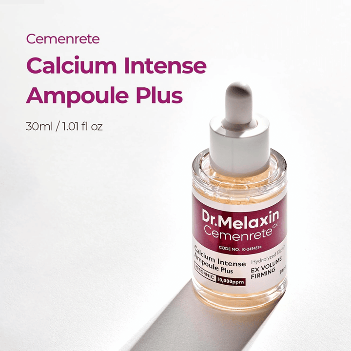 Dr. Melaxin Cemenrete Calcium Intense Ampoule Plus 30 ml, μια εντατική αμπούλα για σφριγηλότητα και όγκο με υδρολυμένη ελαστίνη και σύμπλεγμα REBORNIC.
