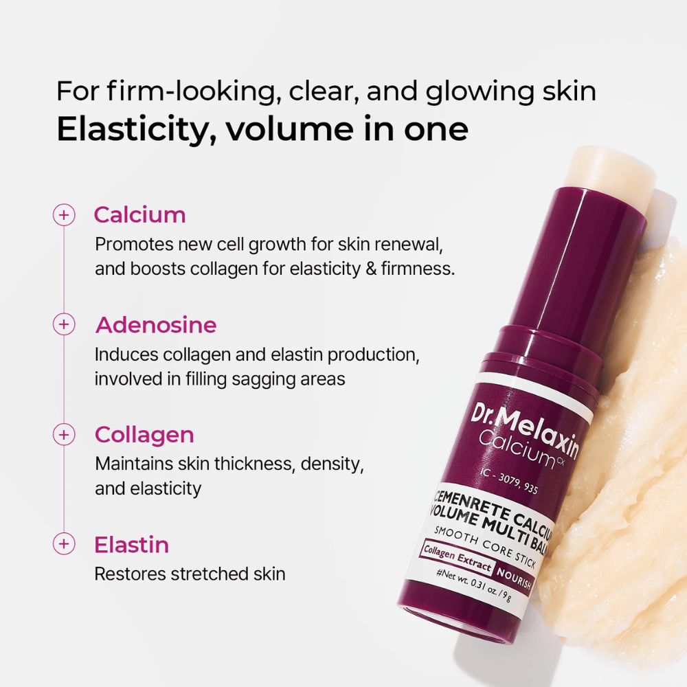 Dr. Melaxin Cemenrete Calcium Volume Multi Balm με ασβέστιο, αδενοσίνη, κολλαγόνο και ελαστίνη για αυξημένη ελαστικότητα, πιο σφιχτό δέρμα και βελτιωμένη δομή δέρματος.