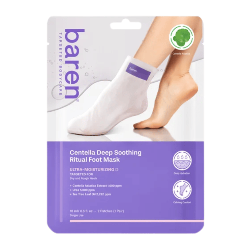 9. Baren Centella Deep Soothing Ritual Foot Mask 18 ml – ενυδατική μάσκα ποδιών με centella asiatica και ουρία για ξηρά και τραχιά πόδια