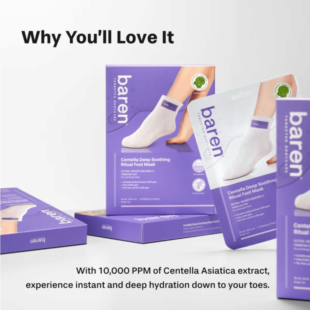 7. Baren Centella Deep Soothing Ritual Foot Mask – ενυδατικές μάσκες ποδιών με centella asiatica για ξηρές και τραχιές φτέρνες