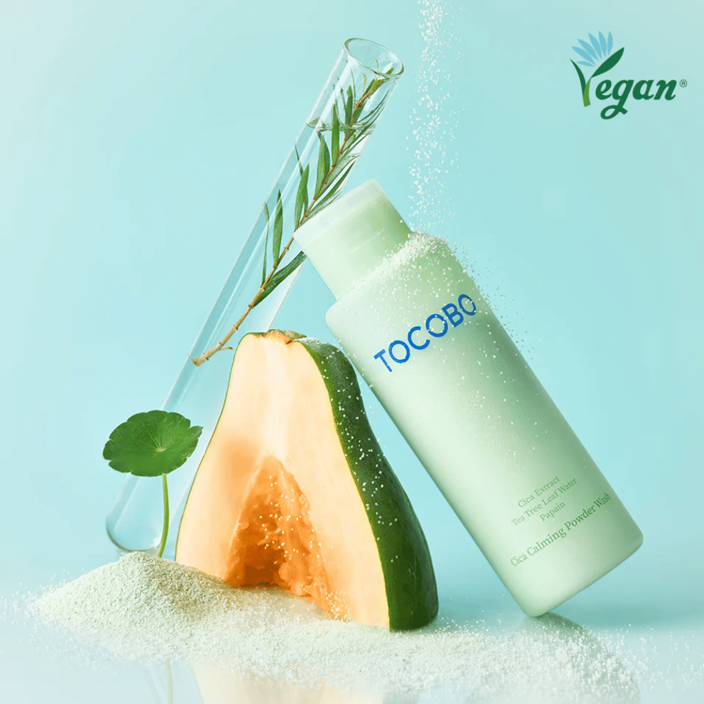 TOCOBO Cica Calming Powder Wash με πεπόνι και φυτικά εκχυλίσματα που προσφέρουν ήπια απολέπιση και ενυδάτωση.