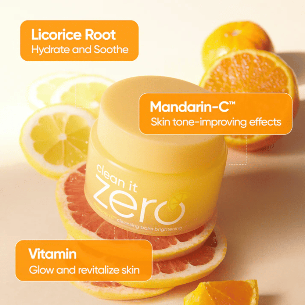 Banila Co Clean It Zero Mandarin-C cleansing balm με εκχύλισμα πορτοκαλιού που βελτιώνει τον τόνο της επιδερμίδας, τη λάμψη και καταπολεμά την ανομοιόμορφη όψη και τις λεπτές γραμμές