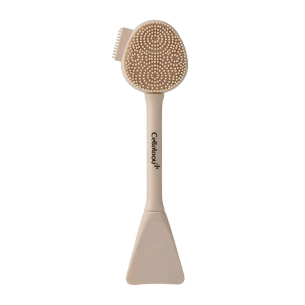 3. Cellolopy Cleaning Brush – μπεζ βούρτσα προσώπου με μαλακές σιλικονούχες τρίχες και σπάτουλα για εφαρμογή μασκών προσώπου
