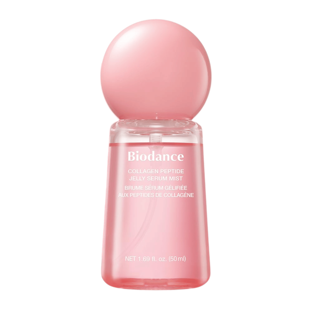 Biodance Collagen Peptide Jelly Serum Mist 50 ml – ροζ mist προσώπου και serum με κολλαγόνο και πεπτίδια για ενυδάτωση και λάμψη.