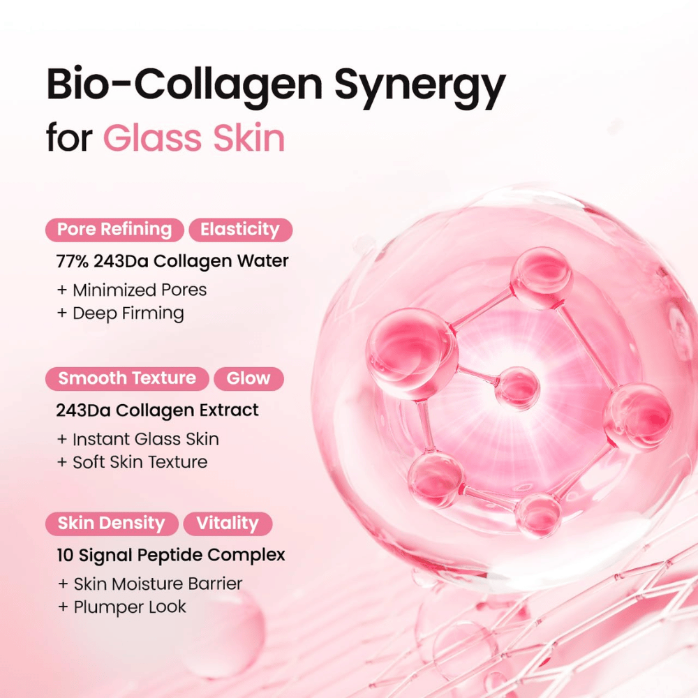 Biodance Collagen Peptide Jelly Serum Mist με 77% νερό κολλαγόνου, εκχύλισμα κολλαγόνου και σύμπλεγμα πεπτιδίων για λάμψη, ελαστικότητα και ενυδάτωση.