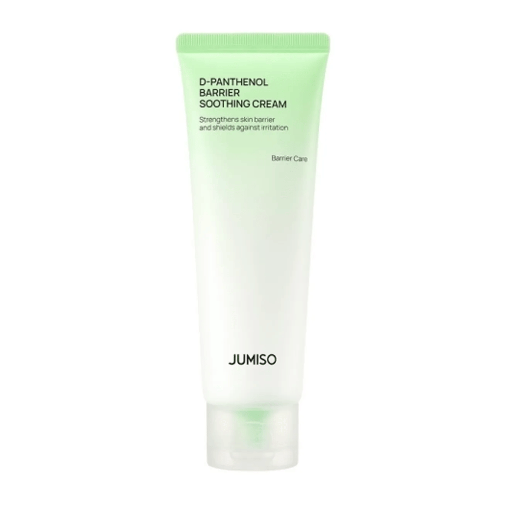 Εικόνα προϊόντος του Jumiso D-Panthenol Barrier Soothing Cream σε πράσινο σωλήνα με λευκό φόντο.