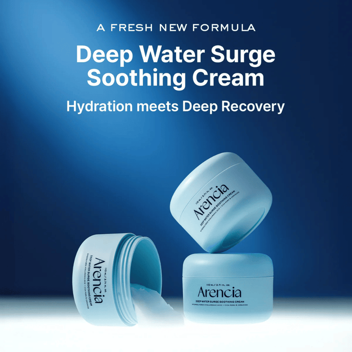 Arencia Deep Water Surge Soothing Cream – νέα καταπραϋντική και ενυδατική κρέμα προσώπου που συνδυάζει έντονη ενυδάτωση με φροντίδα αναδόμησης του δέρματος.
