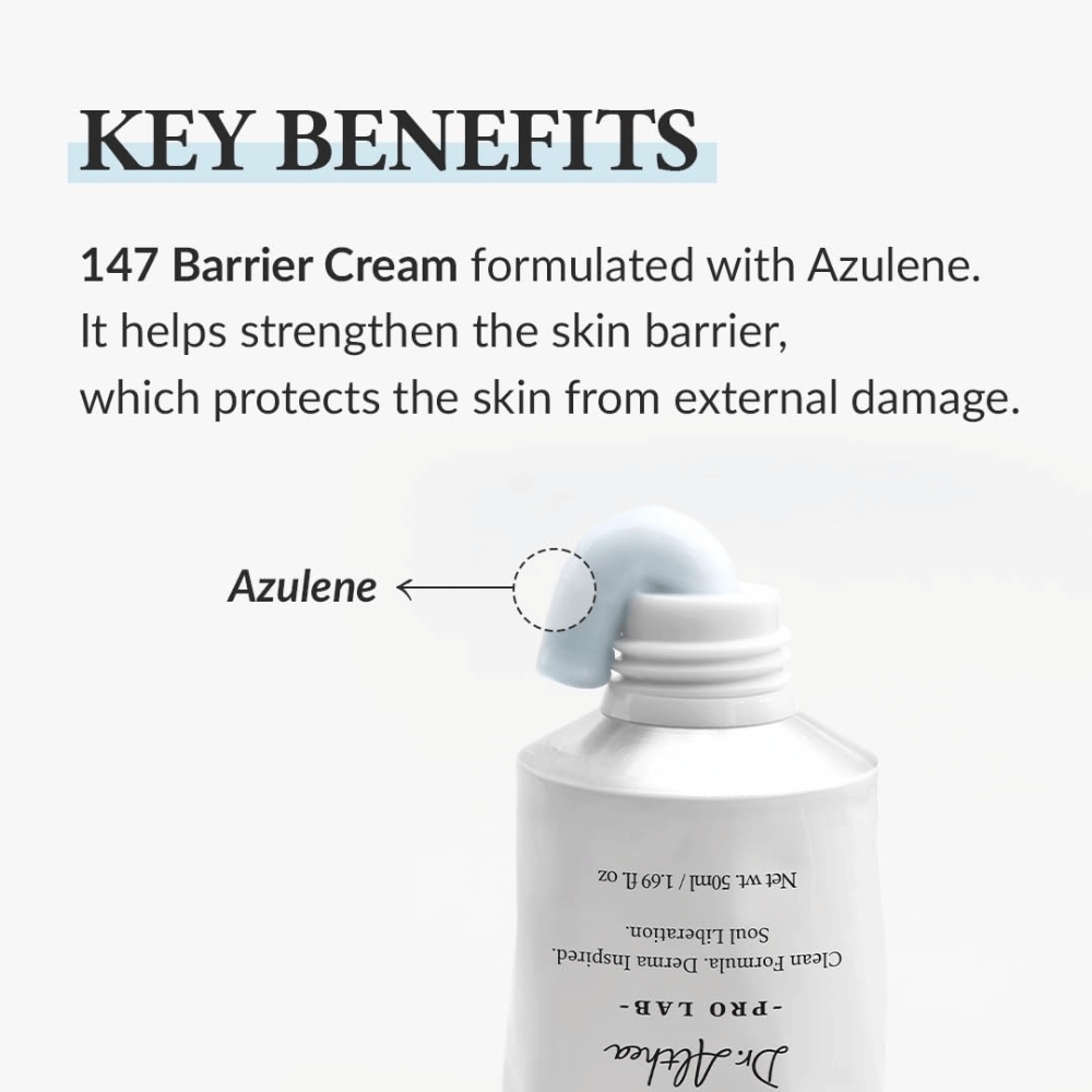 Dr. Althea 147 Barrier Cream με Azulene, μια ενυδατική κρέμα που ενισχύει το φράγμα του δέρματος και προστατεύει το δέρμα από εξωτερικές βλάβες.