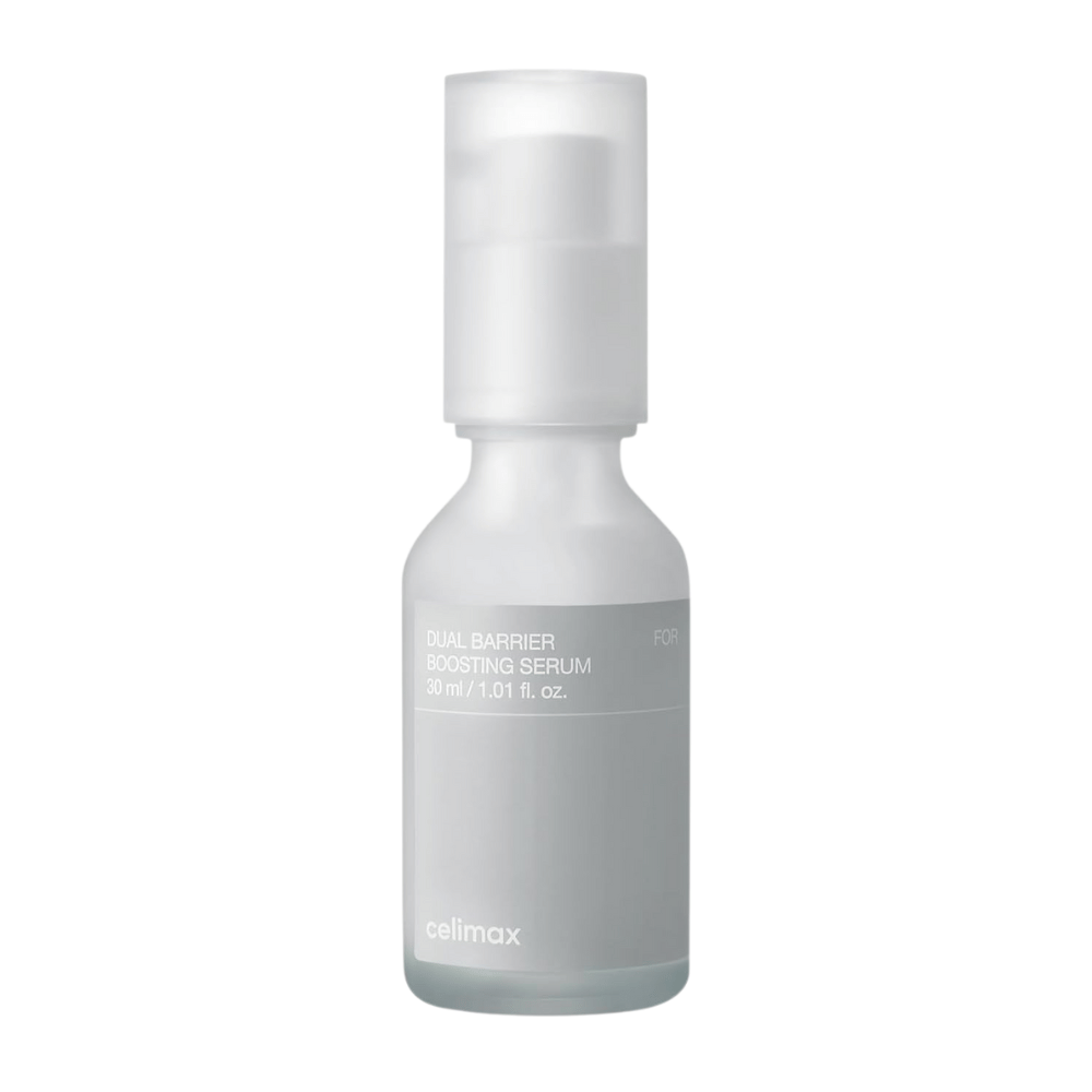 Celimax Dual Barrier Boosting Serum εικόνα προϊόντος σε λευκό φόντο, κορεάτικος ορός για ευαίσθητο και ξηρό δέρμα.
