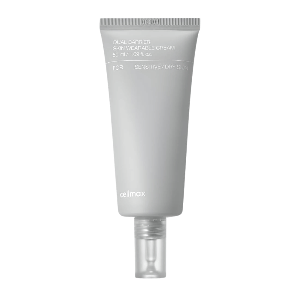 Celimax Dual Barrier Skin Wearable Cream για ευαίσθητο και ξηρό δέρμα, ενυδατική κρέμα προσώπου που ενισχύει το φραγμό του δέρματος και μειώνει τον ερεθισμό.