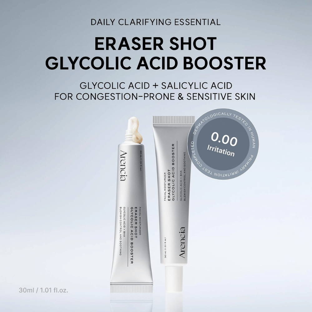 Arencia Eraser Shot Glycolic Acid Booster 30 ml – με γλυκολικό οξύ και σαλικυλικό οξύ για φραγμένους πόρους και ευαίσθητο δέρμα