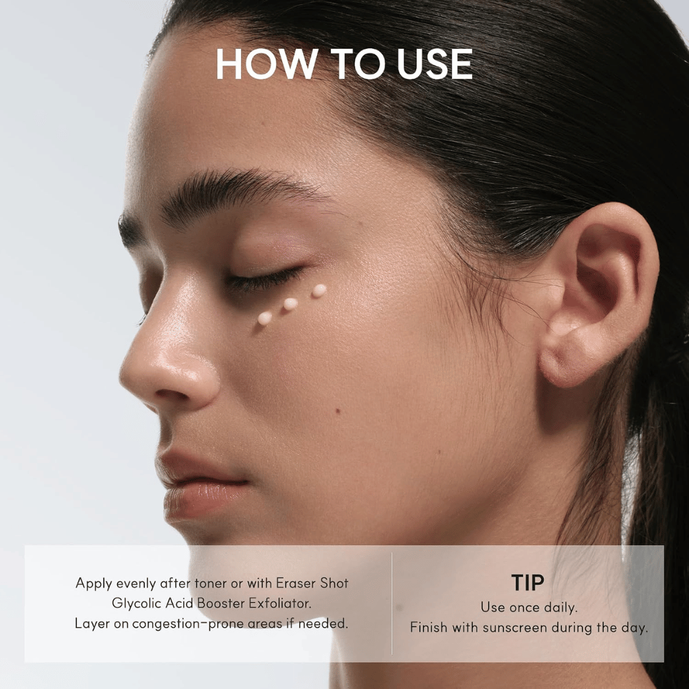 Arencia Eraser Shot Glycolic Acid Booster – εφαρμογή απολεπιστικής κρέμας προσώπου με γλυκολικό οξύ