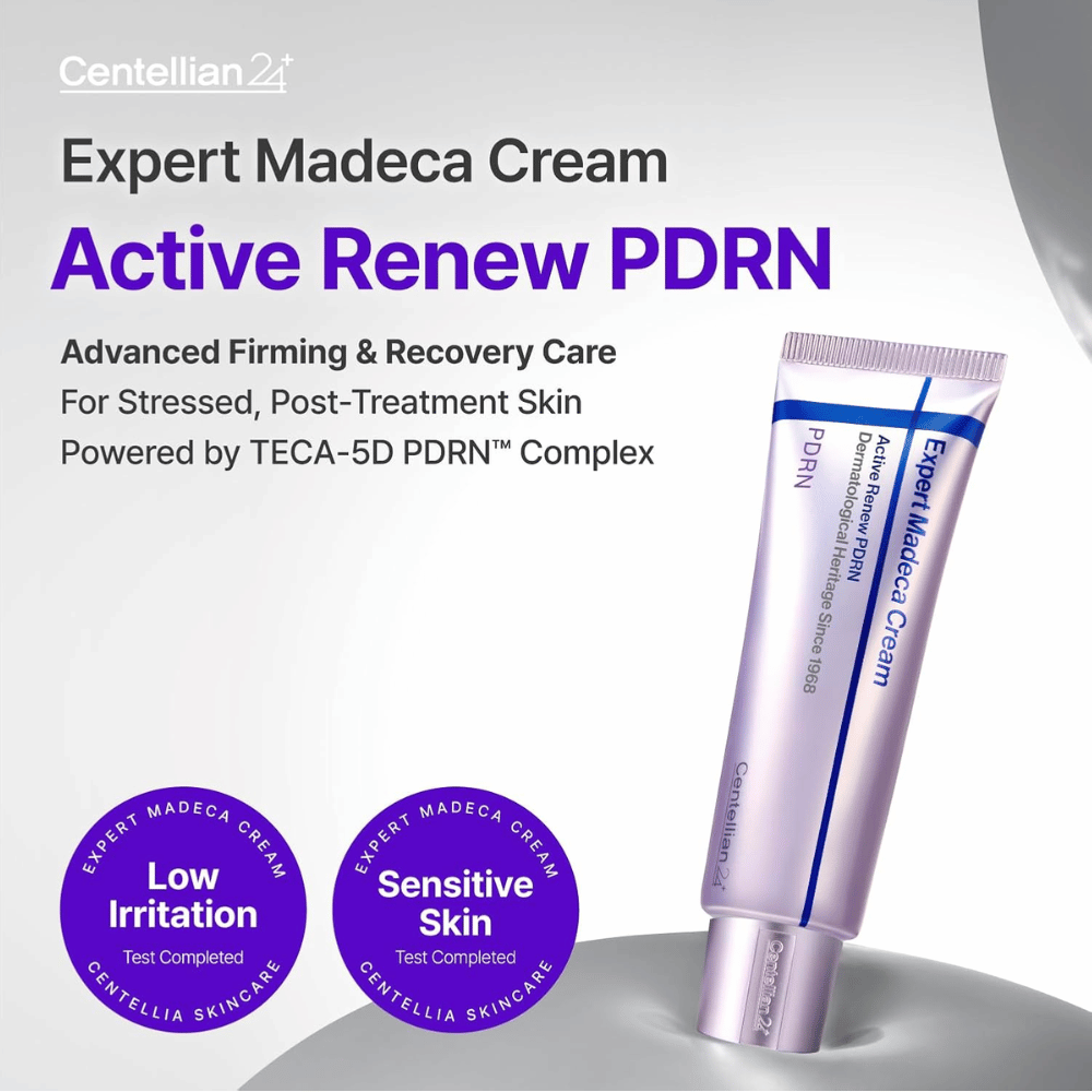 Centellian24 Expert Madeca Cream Active Renew PDRN εικόνα προϊόντος σε σωληνάριο με χαμηλό ερεθισμό και κατάλληλο για ευαίσθητη επιδερμίδα με επανορθωτικές ιδιότητες
