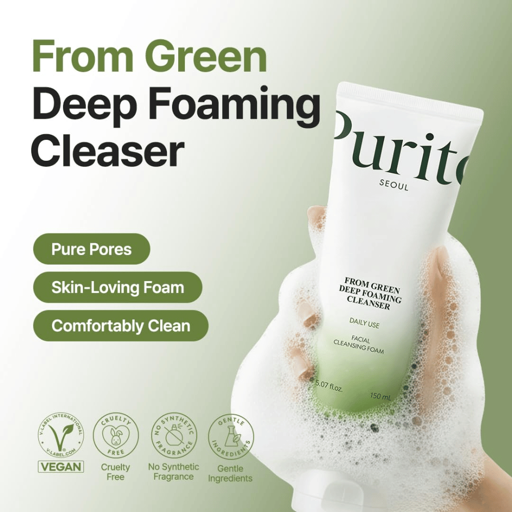 Purito Seoul From Green Deep Foaming Cleanser 150 ml – vegan και cruelty-free καθαριστικό χωρίς συνθετικό άρωμα
