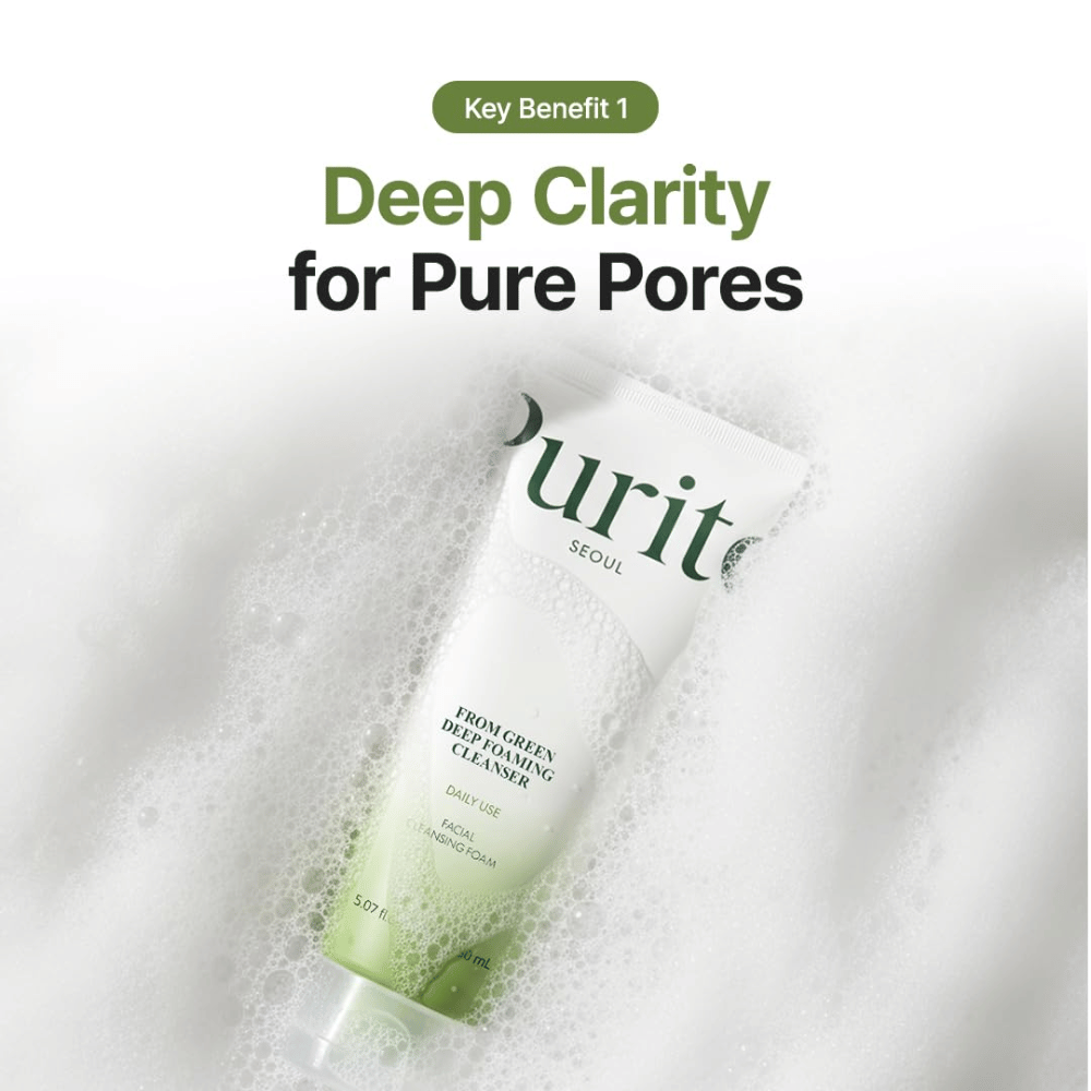 Purito Seoul From Green Deep Foaming Cleanser – καθαριστικό προσώπου βαθύ καθαρισμού που βοηθά στον καθαρισμό των πόρων