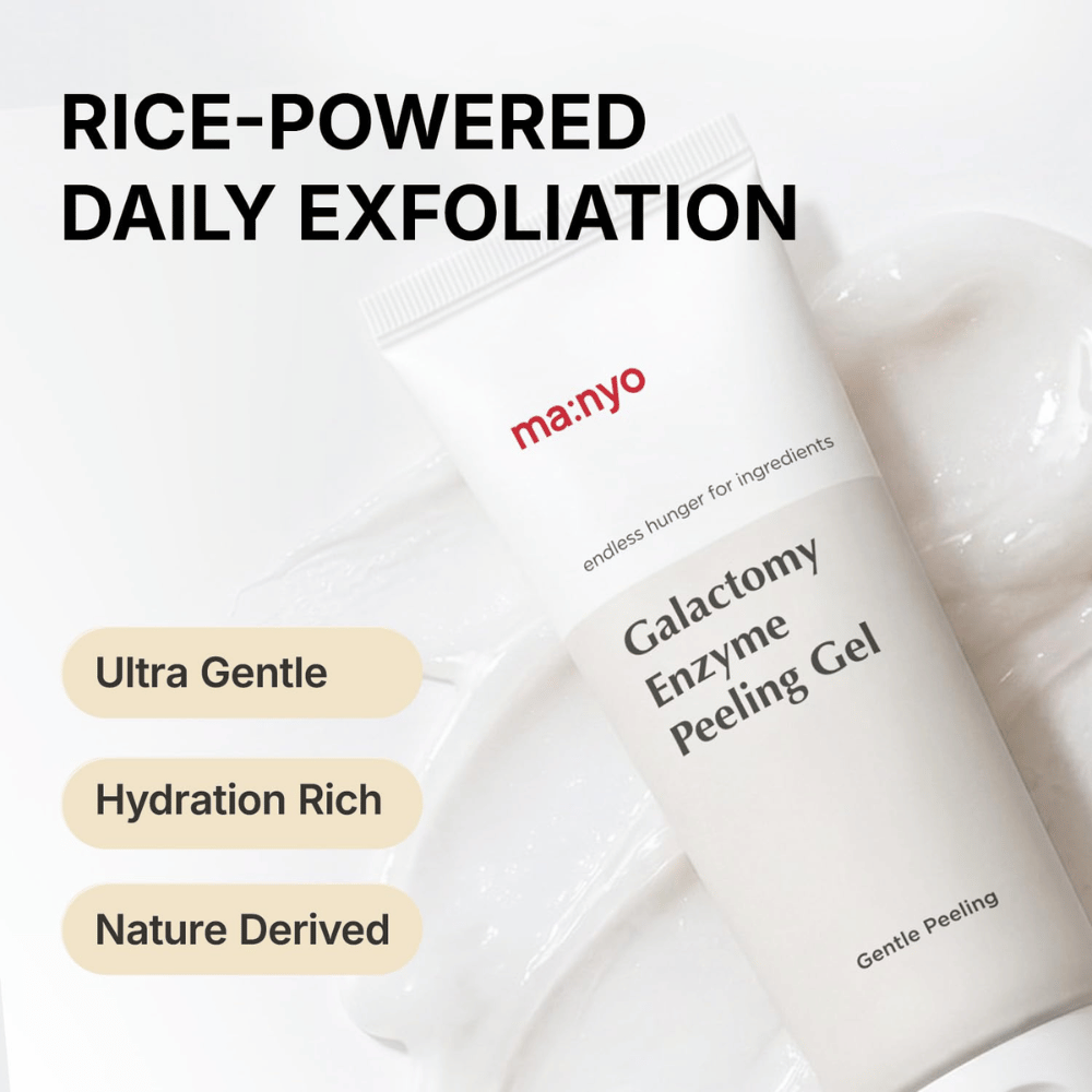 ma:nyo Ένζυμο Galactomy Peeling Gel, ήπιο peeling με συστατικά με βάση το ρύζι και ενυδατική υφή gel.