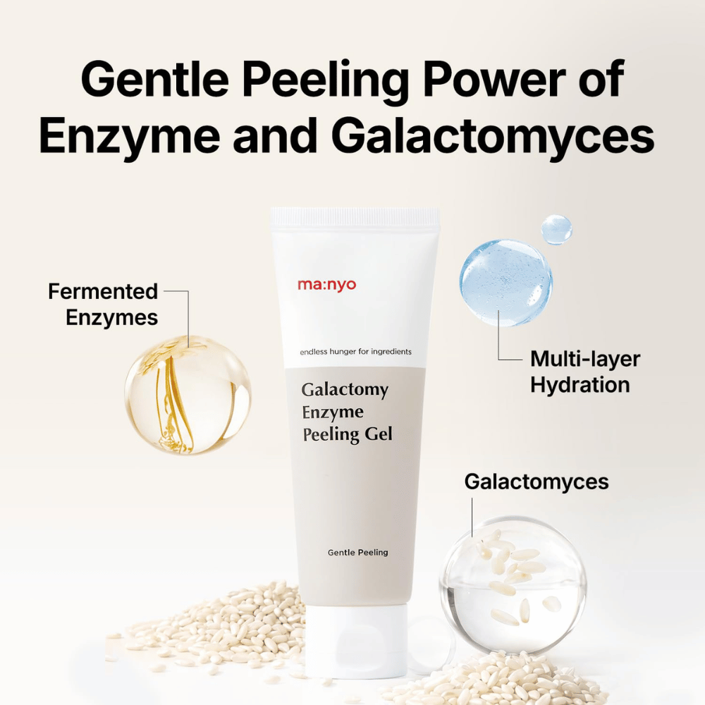 ma:nyo Ένζυμο Galactomy Peeling Gel με ζυμωμένα ένζυμα και galactomyces που απολεπίζουν και ενυδατώνουν το δέρμα.