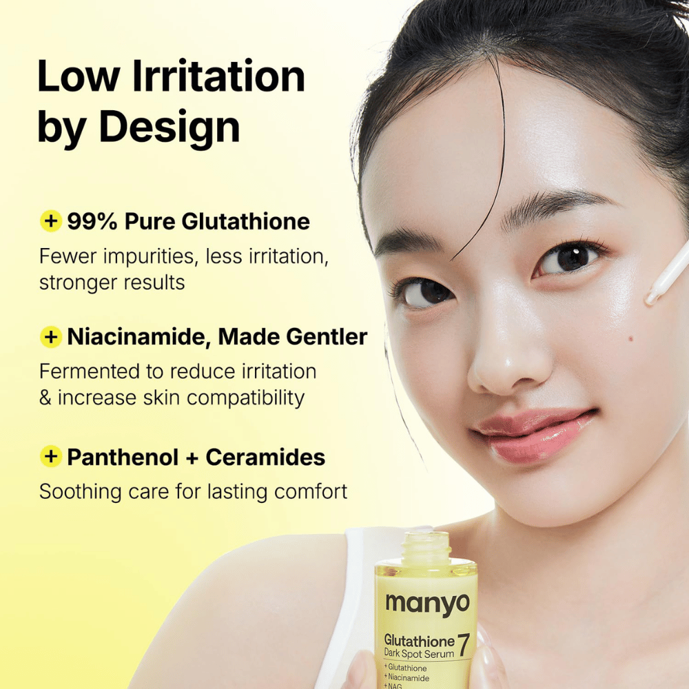 Ma:nyo Glutathione 7 Dark Spot Serum με 99 % γλουταθειόνη, νιασιναμίδη, πανθενόλη και κεραμίδια για απαλή περιποίηση της επιδερμίδας