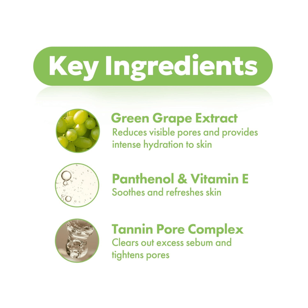 FRUDIA Green Grape Pore Control Scrub Cleansing Foam – βασικά συστατικά όπως εκχύλισμα πράσινου σταφυλιού, πανθενόλη, βιταμίνη Ε και σύμπλεγμα τανίνης για καθαρισμένους και εξευγενισμένους πόρους.